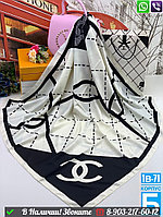 Платок Chanel шелковый в клетку Белый