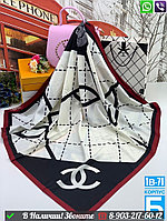 Платок Chanel шелковый в клетку Бордовый