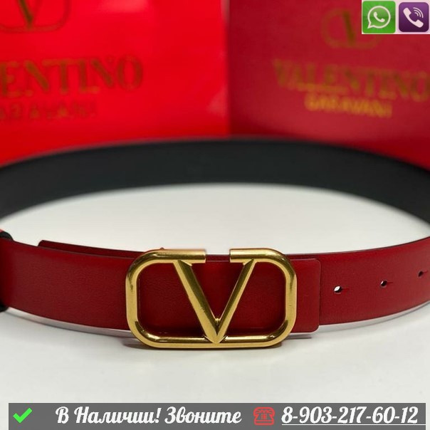 Ремень Valentino Vlogo Красный - фото 7 - id-p99227848
