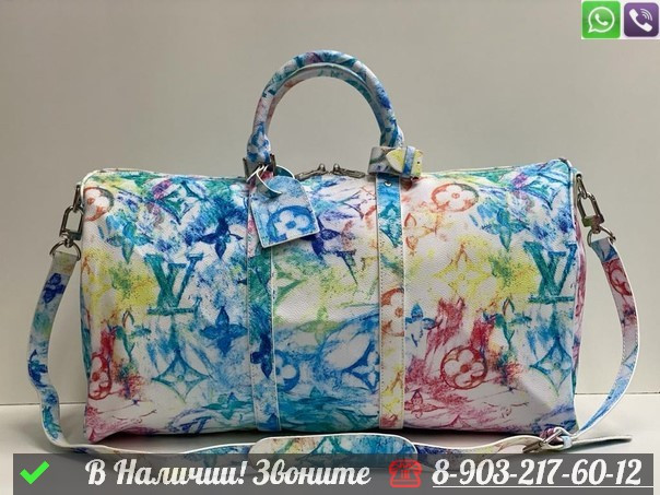 Дорожная сумка Louis Vuitton Keepall 50 с разноцветными квадратами - фото 4 - id-p99227875