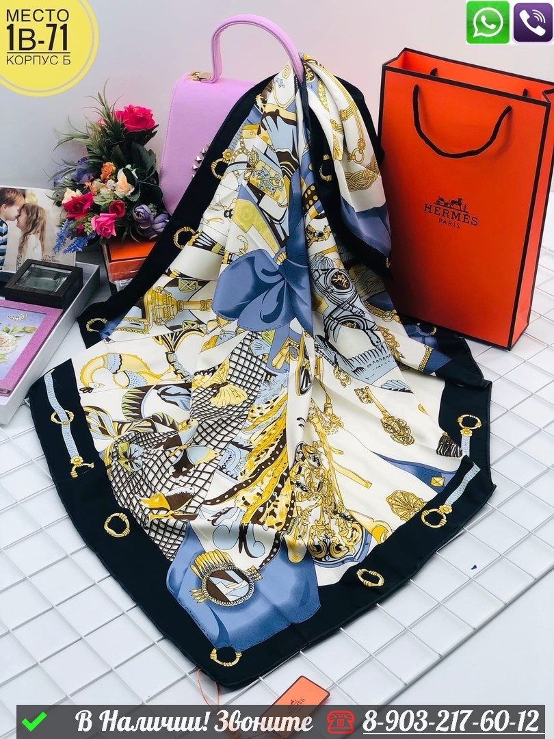 Платок Louis Vuitton шелковый с орнаментом Пудровый - фото 5 - id-p99232830