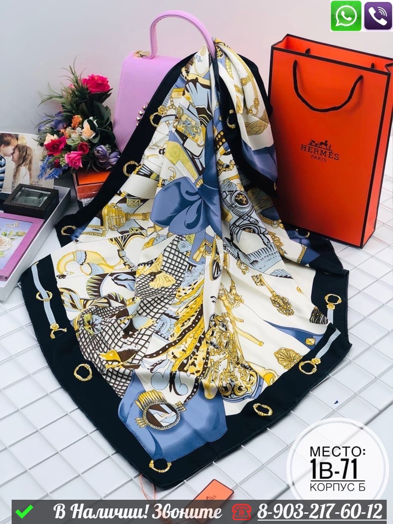 Платок Louis Vuitton шелковый с орнаментом Пудровый - фото 6 - id-p99232830