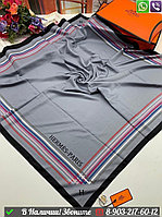 Платок Hermes шелковый с геометрическим узором Серый