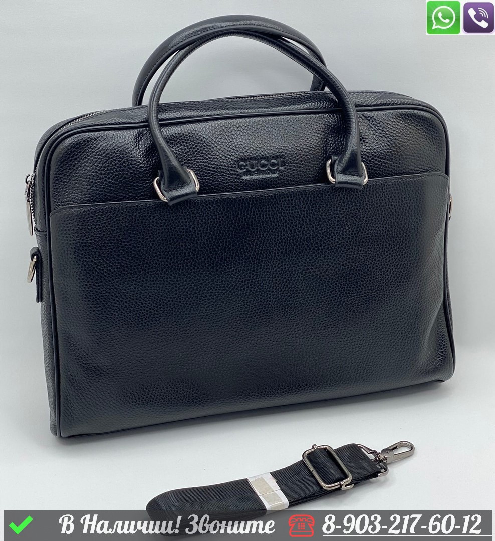 Портфель Gucci кожаный черный - фото 1 - id-p99230821