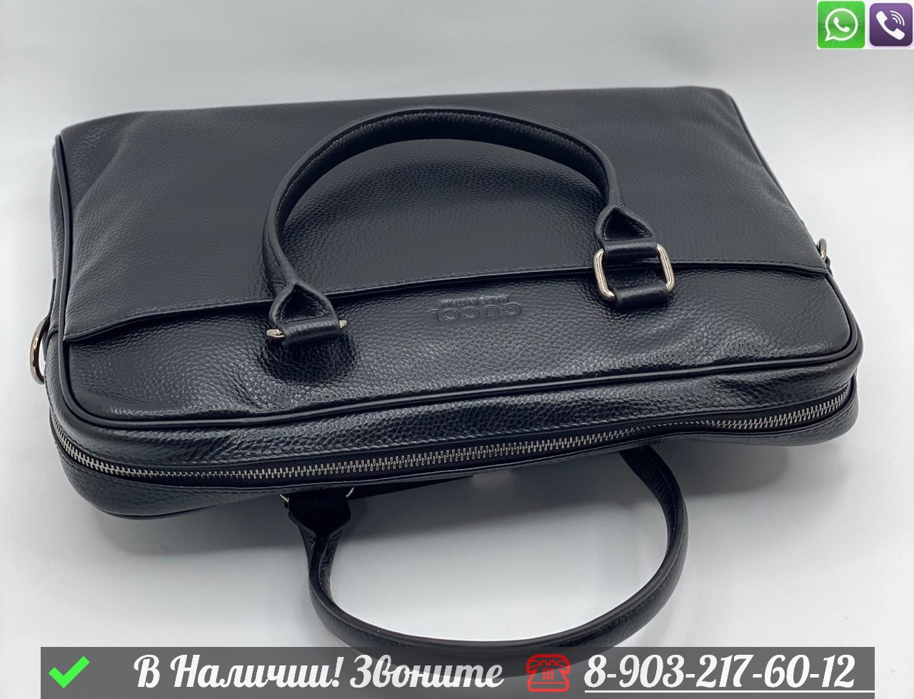 Портфель Gucci кожаный черный - фото 5 - id-p99230821