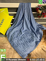 Платок Fendi шелковый с логотипом Голубой