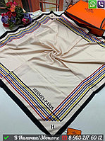 Платок Hermes шелковый с геометрическим узором Белый