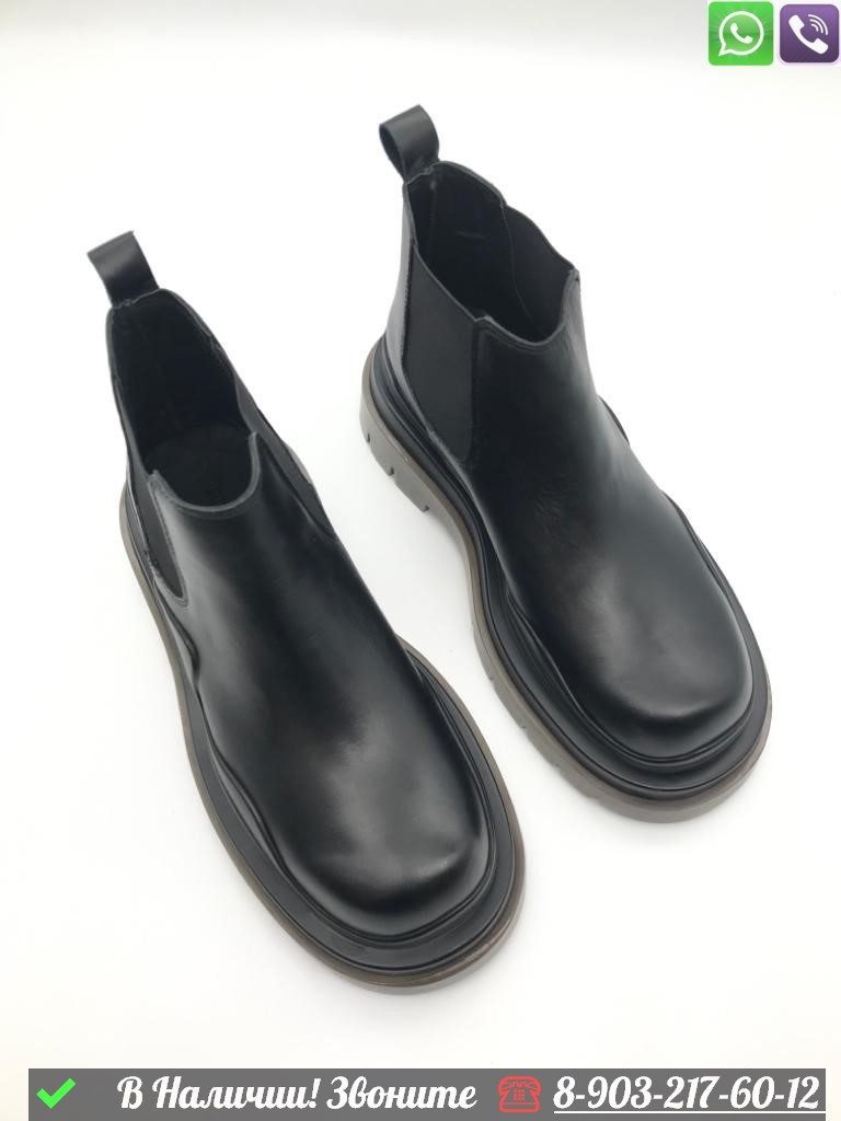 Мужские Ботинки Bottega Veneta Tire черные - фото 9 - id-p99228831