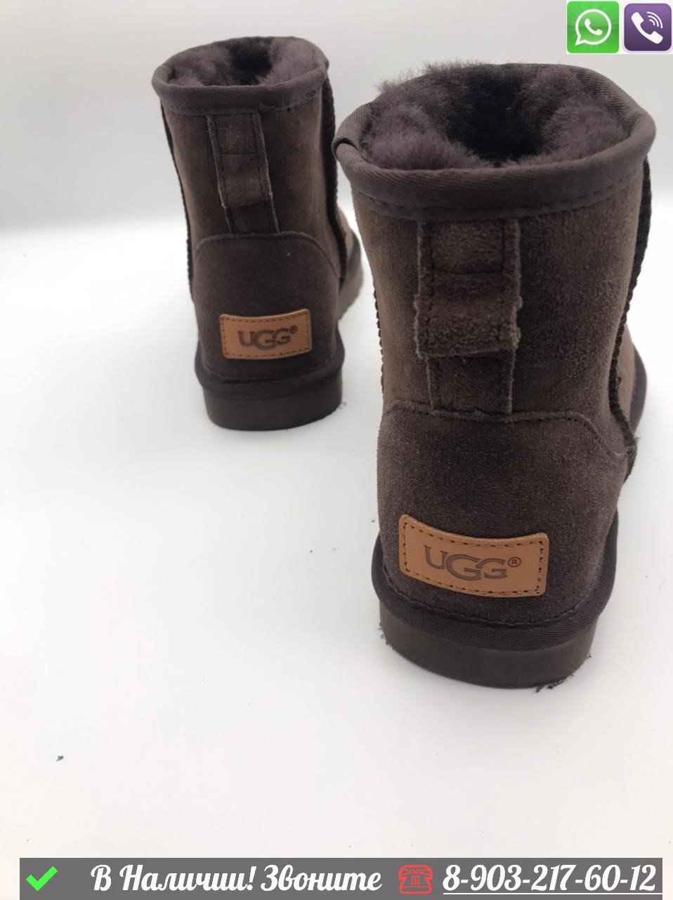 Мужские угги UGG Classic Mini низкие Коричневый - фото 4 - id-p99228859