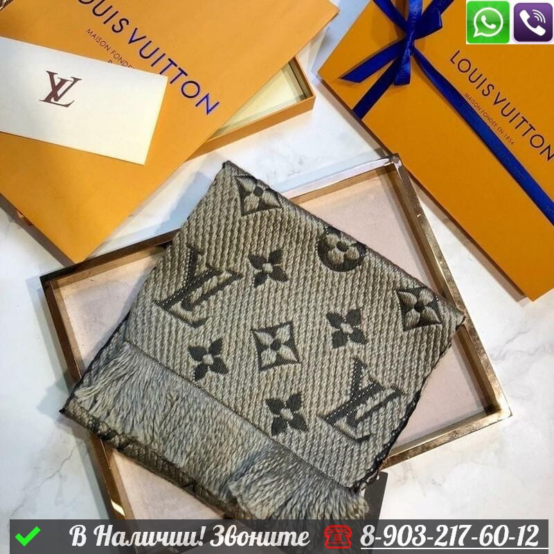 Шарф Louis Vuitton с логотипом Серый - фото 2 - id-p99232883