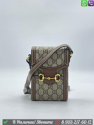Мини сумка Gucci Horsebit коричневая