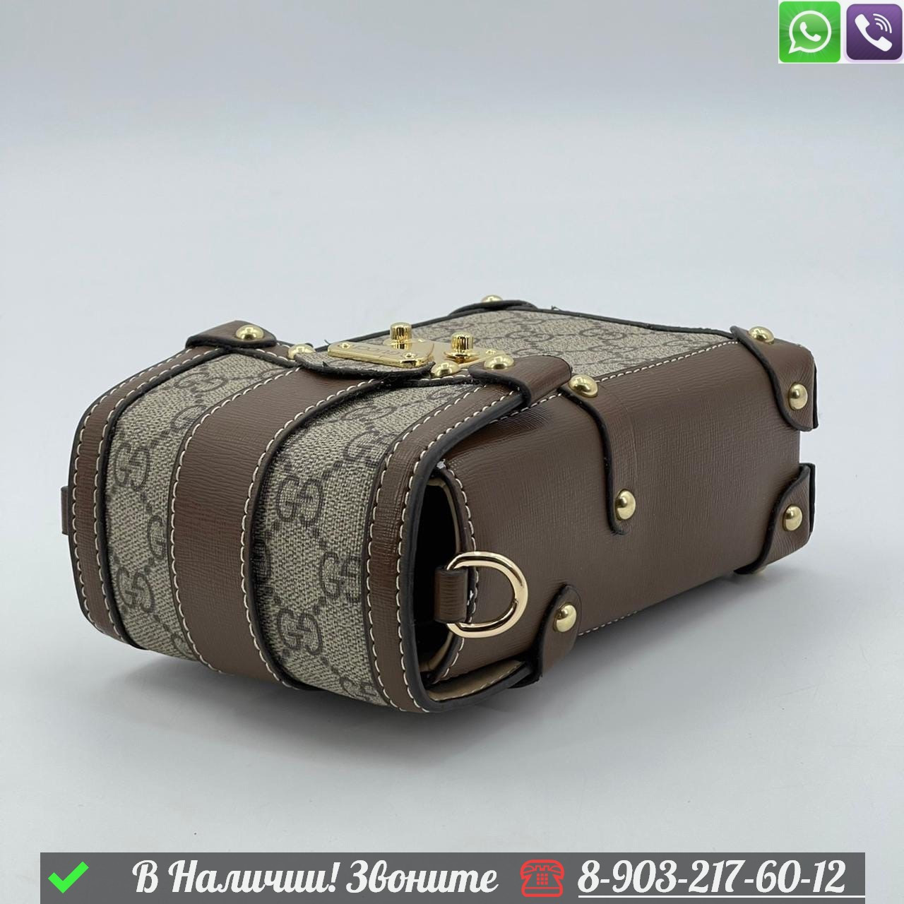 Мини сумка Gucci коричневая под телефон - фото 6 - id-p99229865