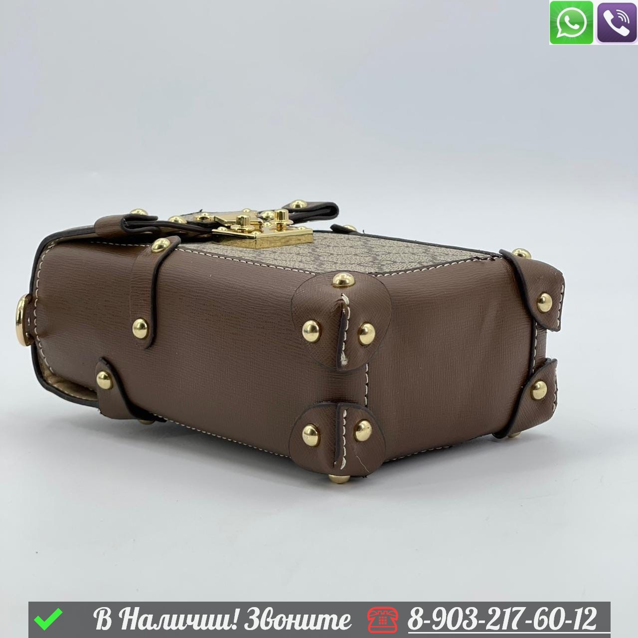 Мини сумка Gucci коричневая под телефон - фото 7 - id-p99229865