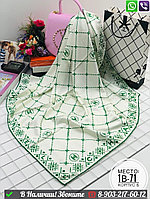 Платок Chanel шелковый с логотипом Зеленый
