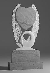 Памятник из мрамора Лебедь держит сердце крыльями Сердце