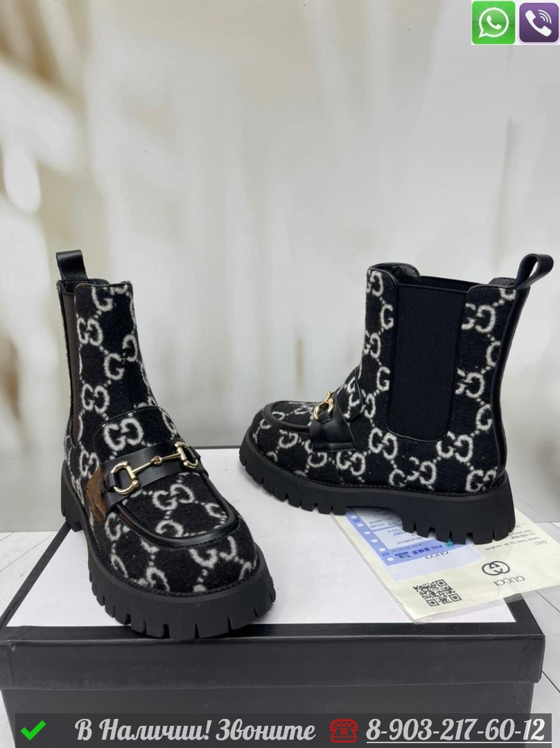 Зимние высокие Ботинки Gucci horsebit Черный - фото 1 - id-p99230936