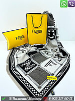 Палантин Fendi кашемировый с логотипом Серый