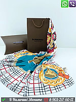 Платок Burberry шелковый в клетку Голубой