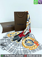 Платок Burberry шелковый в клетку Серый