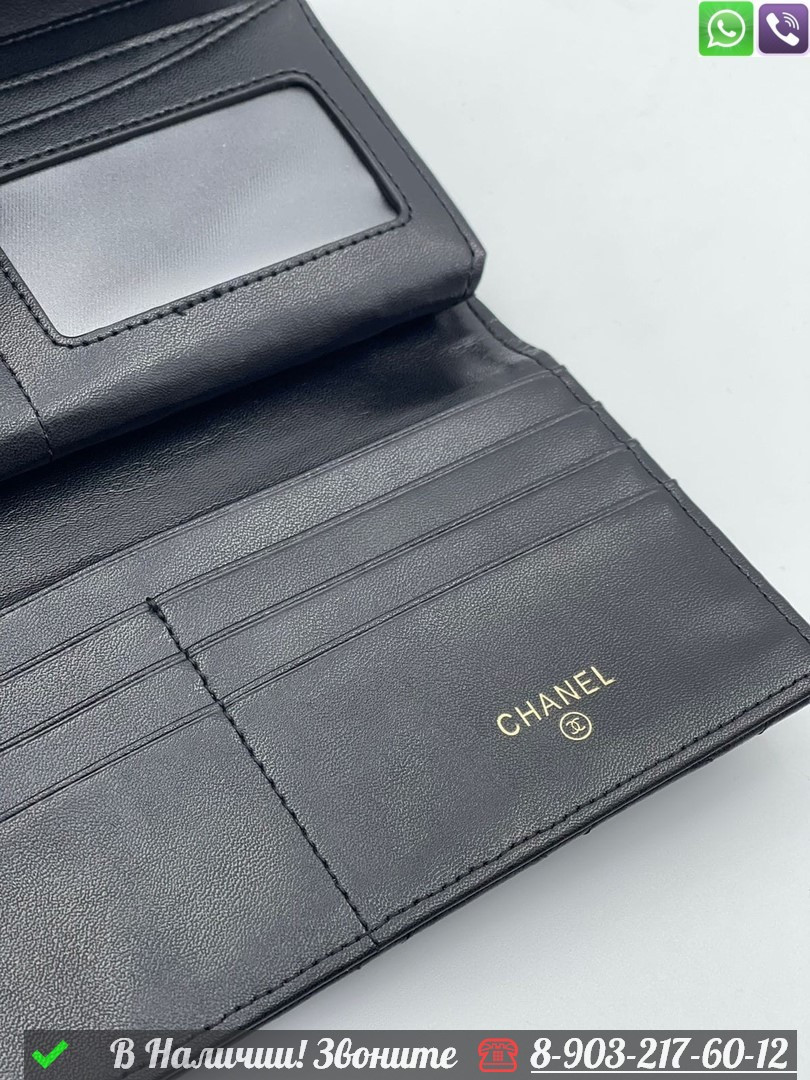 Кошелек Chanel кожаный черный с кнопкой - фото 8 - id-p99232012