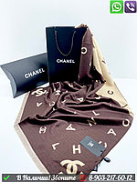 Палантин Chanel кашемировый с логотипом Коричневый