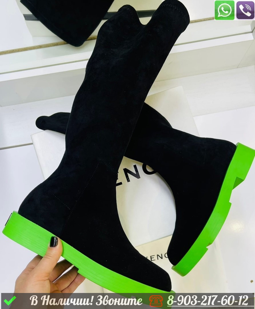 Зимние Сапоги Givenchy замшевые с мехом Зеленый - фото 1 - id-p99231024