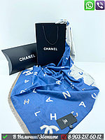 Палантин Chanel кашемировый с логотипом Синий