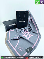 Палантин Chanel кашемировый с логотипом Серый