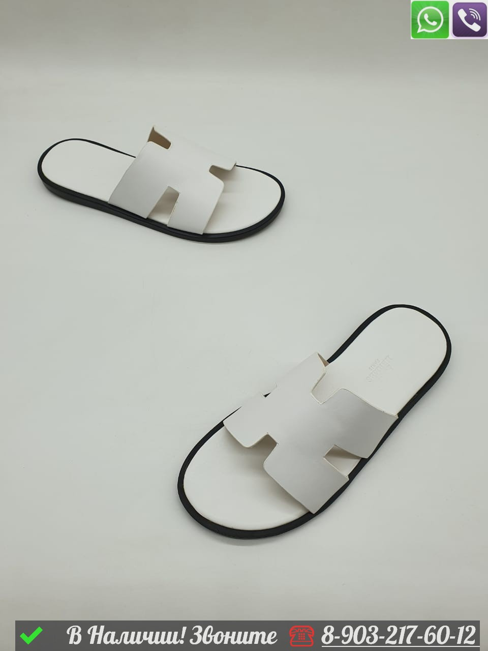 Шлепанцы Hermes кожаные сандалии Коричневый - фото 4 - id-p99229041