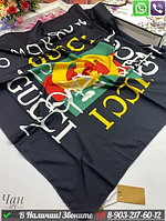 Платок Gucci шелковый с логотипом бренда Черно-белый