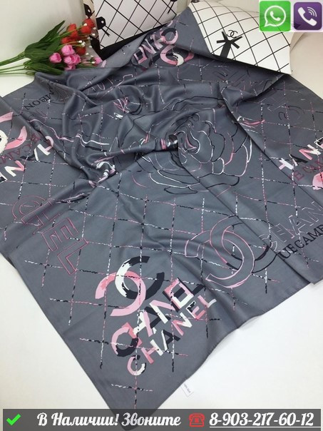 Платок Chanel шелковый с розой Синий - фото 6 - id-p99227318