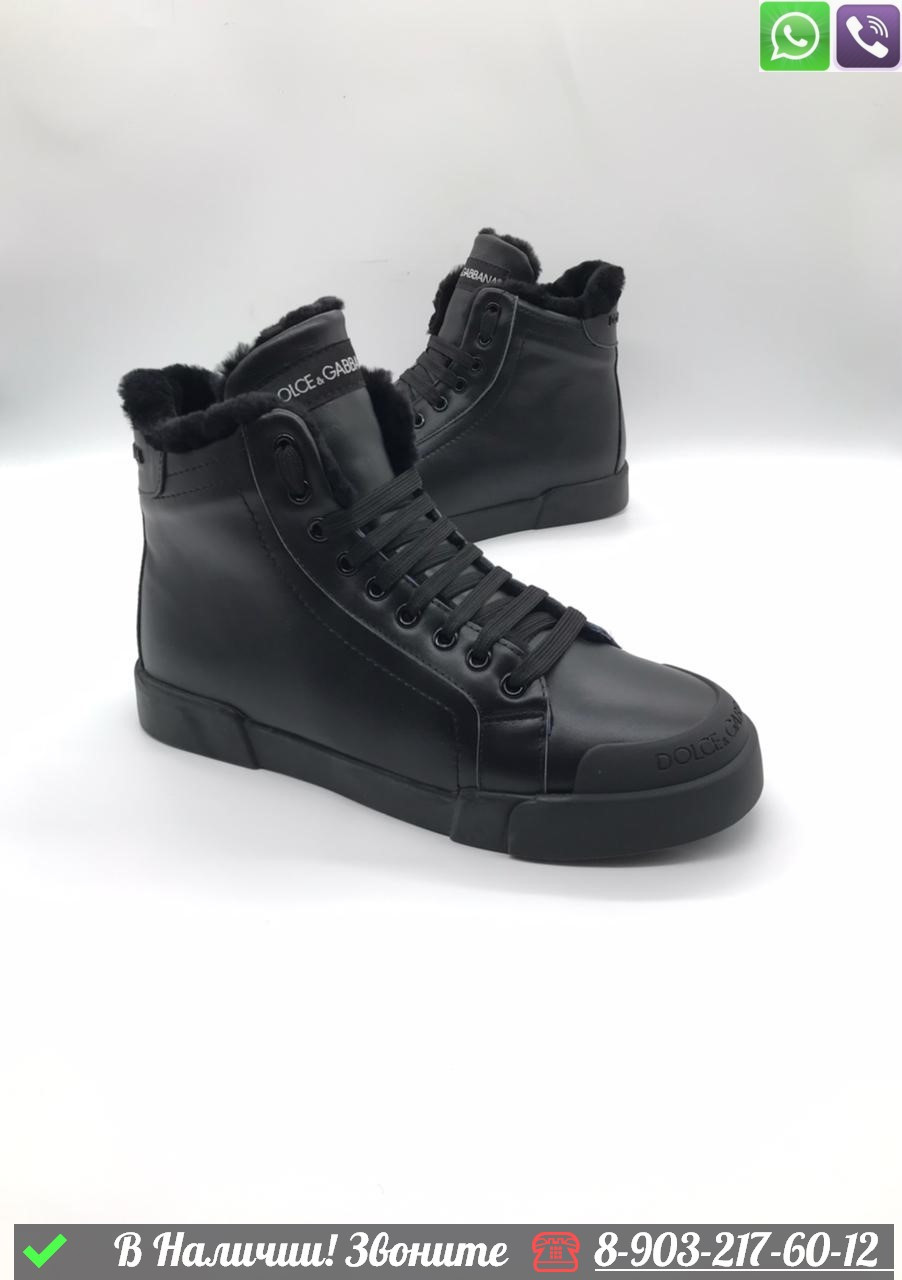 Мужские кроссовки Dolce Gabbana с мехом черные - фото 2 - id-p99233127