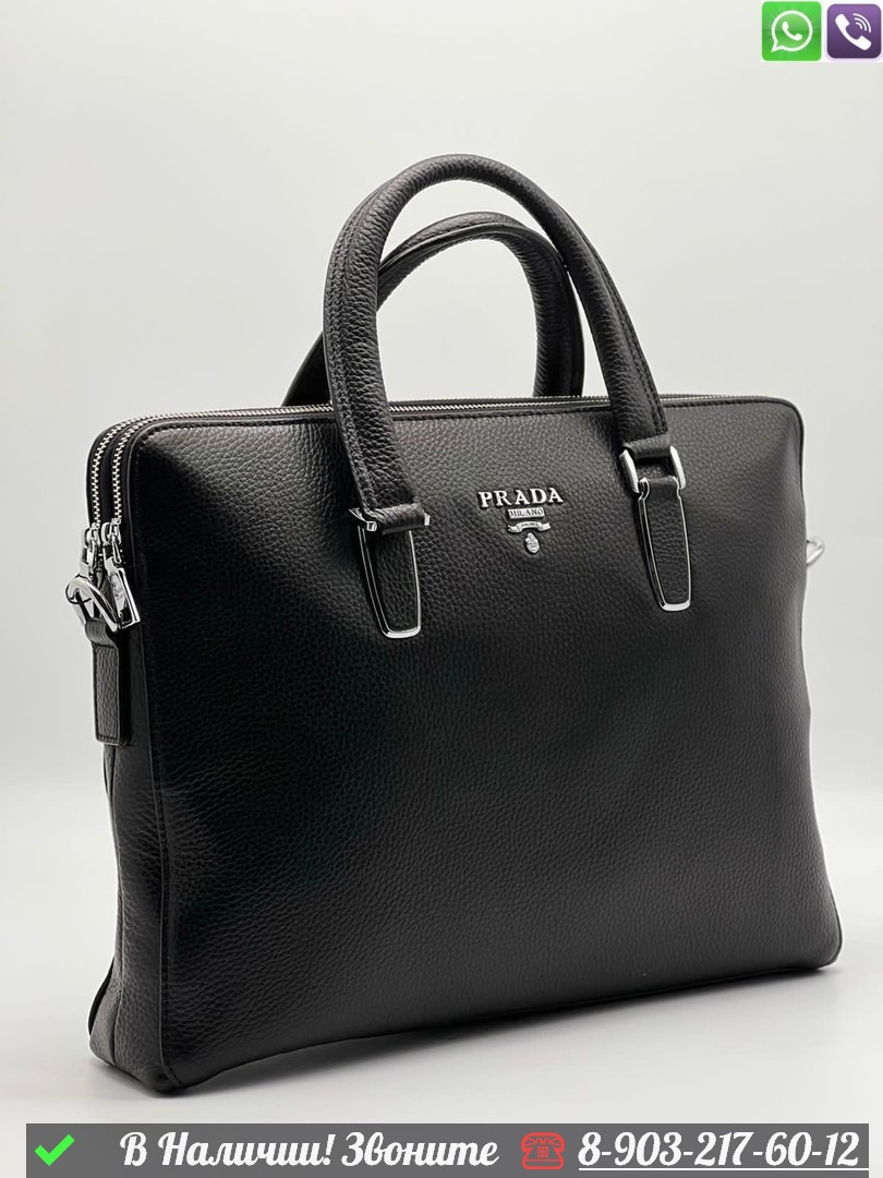 Портфель Prada кожаный черный - фото 3 - id-p99232109