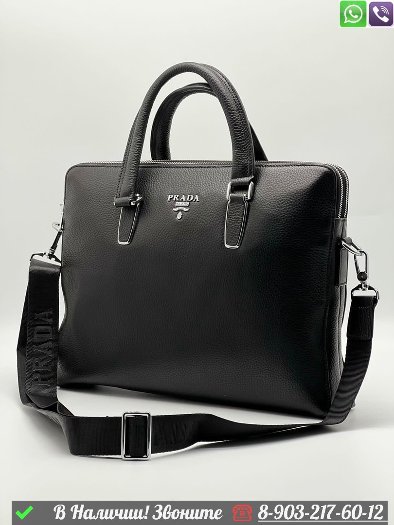 Портфель Prada кожаный черный - фото 4 - id-p99232109