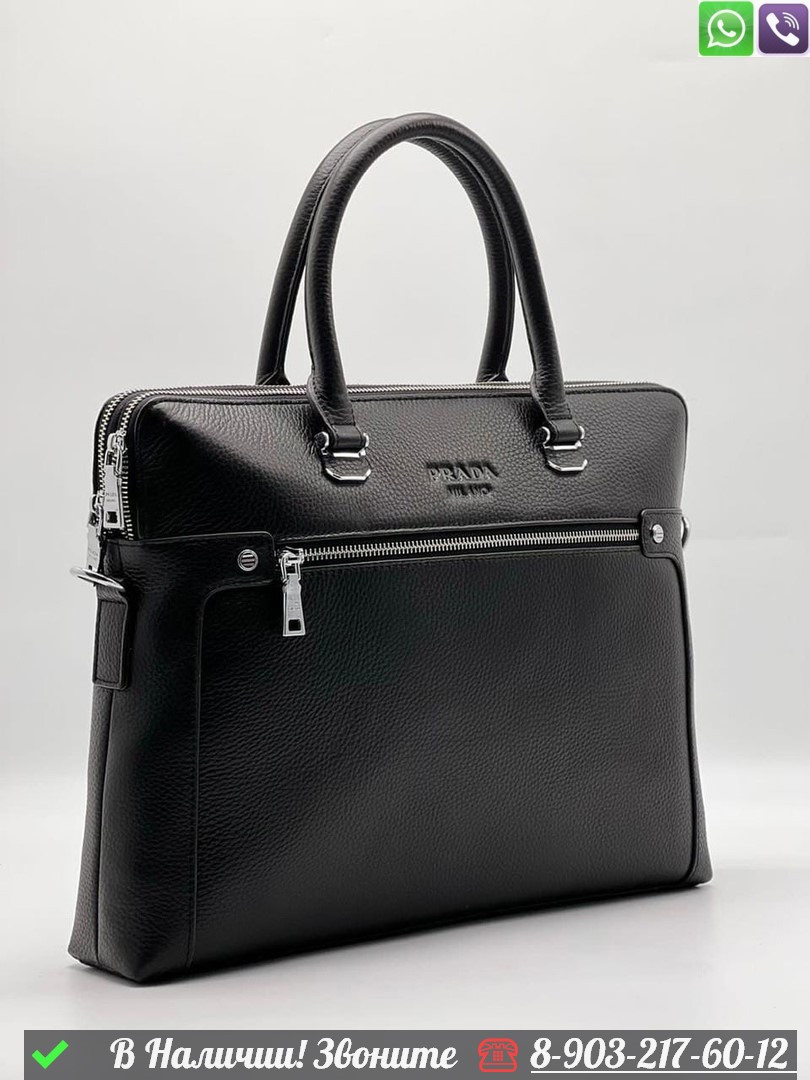 Портфель Prada кожаный черный - фото 3 - id-p99232110