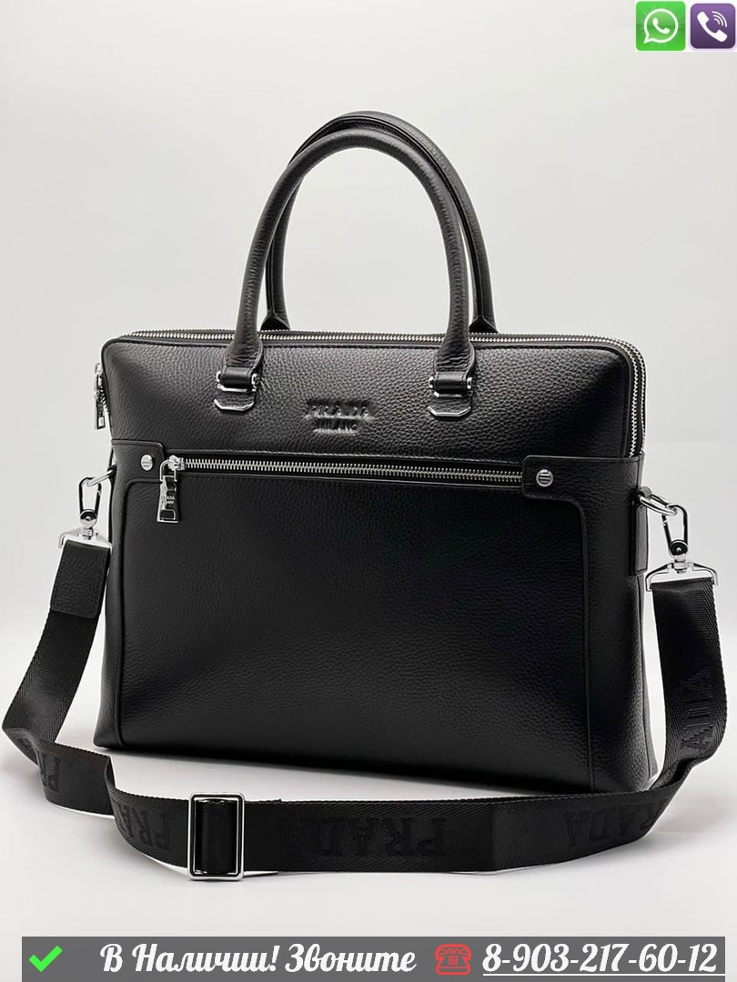 Портфель Prada кожаный черный - фото 4 - id-p99232110