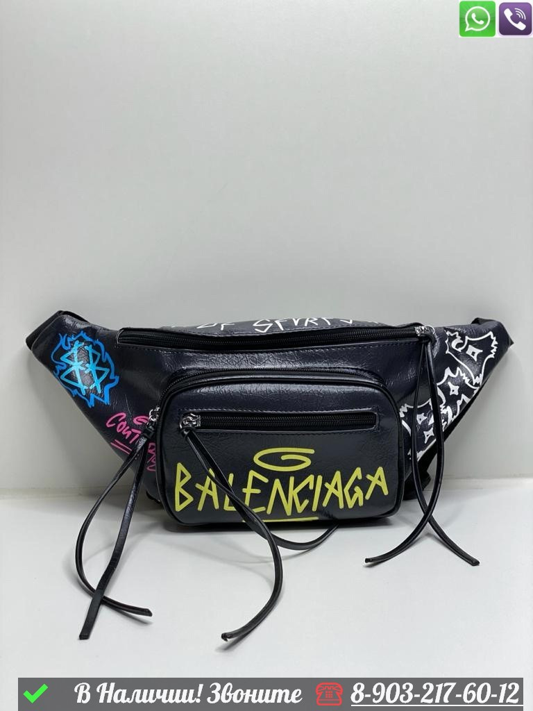 Поясная сумка Balenciaga Explorer Graffiti черная - фото 1 - id-p99230176