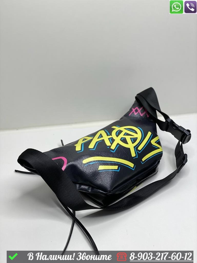 Поясная сумка Balenciaga Explorer Graffiti черная - фото 3 - id-p99230176