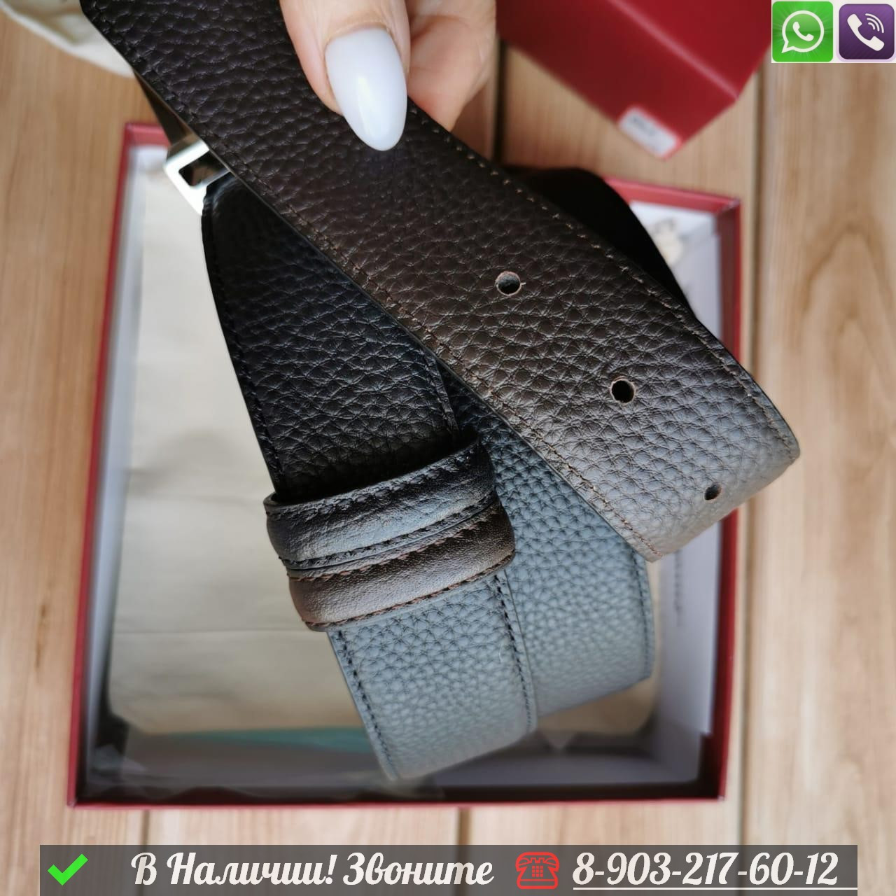 Ремень Salvatore Ferragamo кожаный черный - фото 7 - id-p99228329