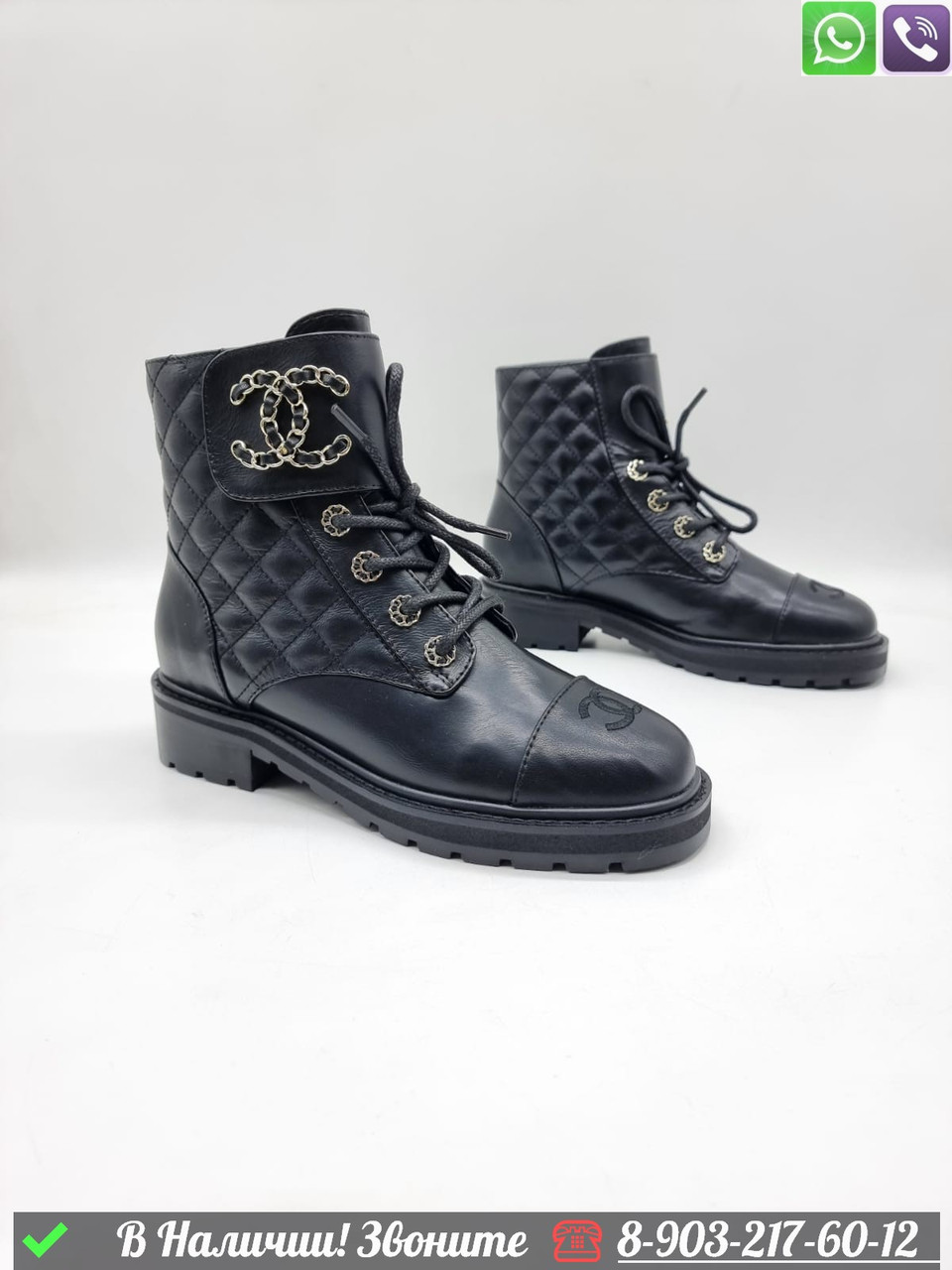 Высокие ботинки Chanel кожаные - фото 3 - id-p99229247