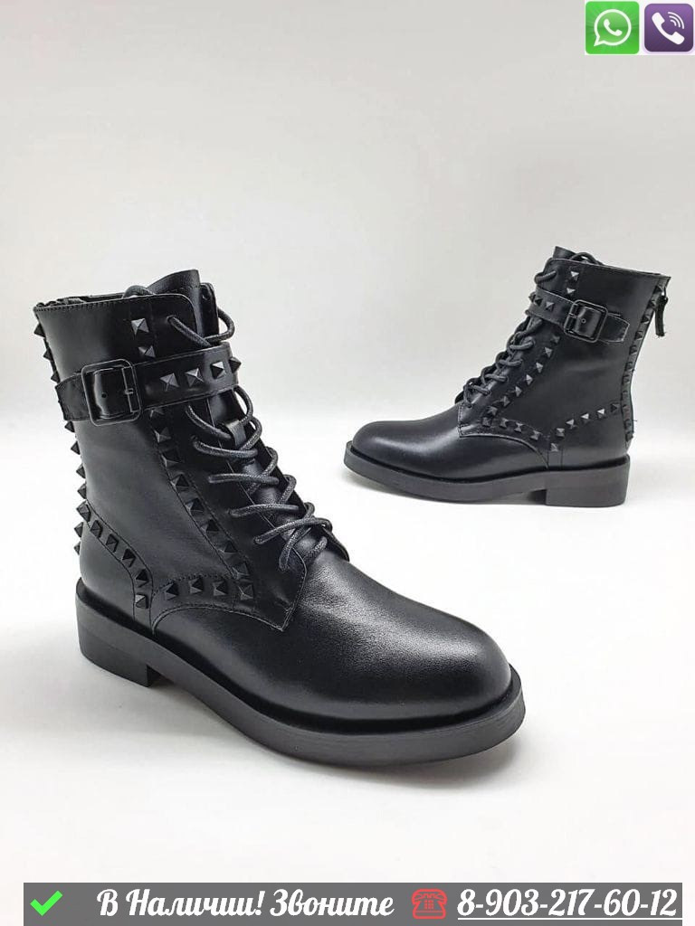 Ботинки Valentino Roman Stud черные - фото 1 - id-p99231315