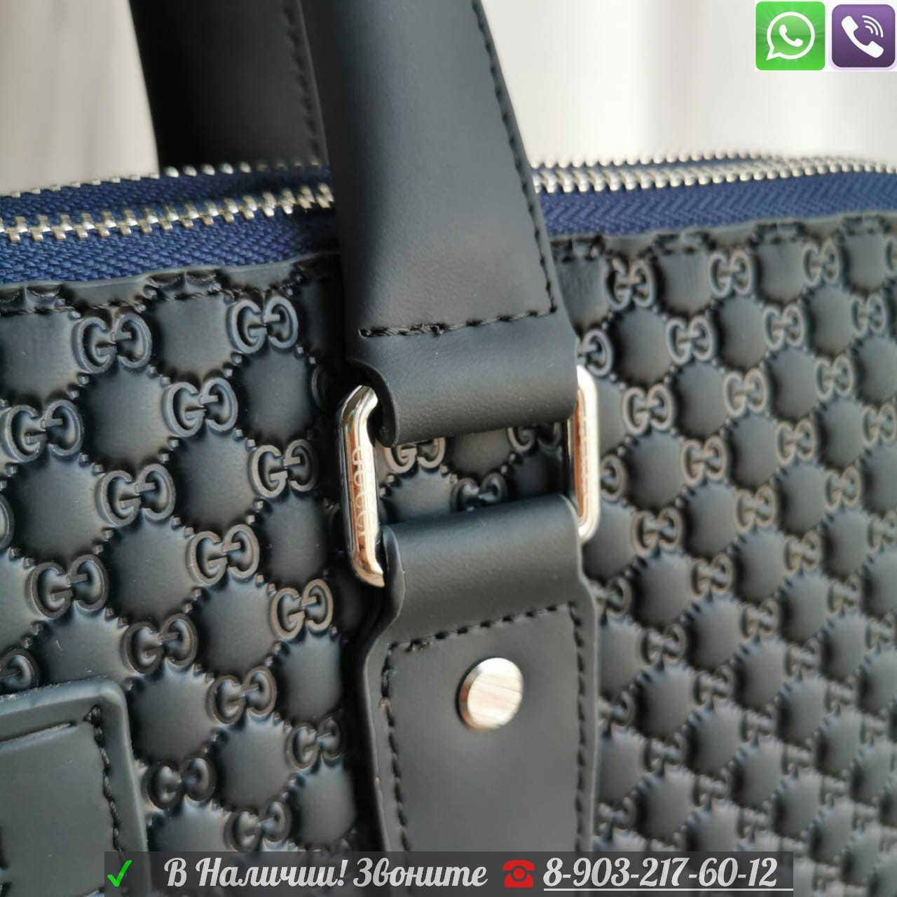 Портфель Gucci кожаный в логотип - фото 8 - id-p99209782