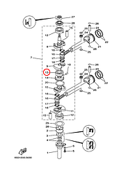 Подшипник коленвала средний Yamaha OMAX Y E15D 9339000029