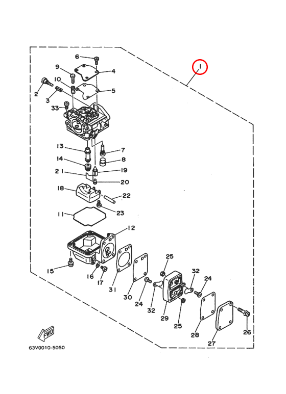 Карбюратор в сборе Yamaha OMAX Y 9,9-15 63V1430100