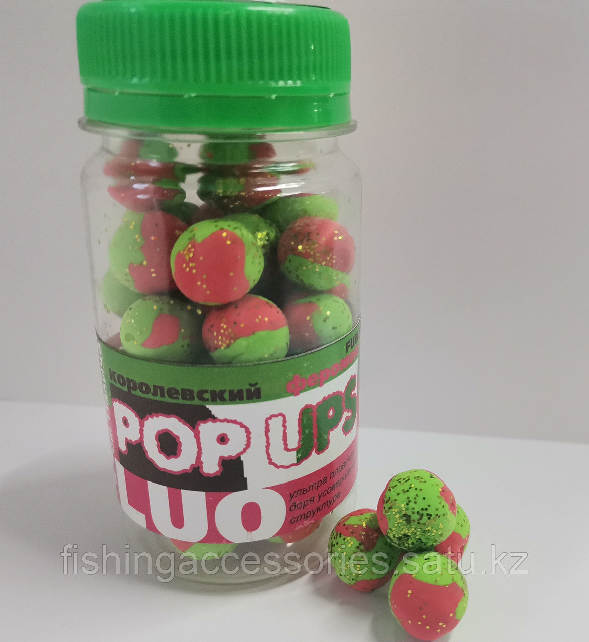 Бойлы плавающие, пылящие королевский феромон 12мм POP-UP FLUO от Палыча красный-зеленый 055 Россия