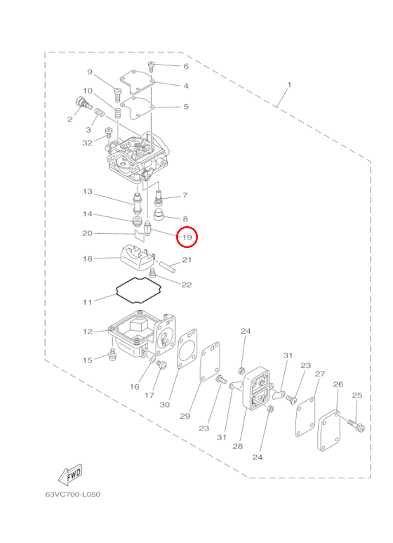 Игла карбюратора Yamaha Y 6-8 6AH1454600