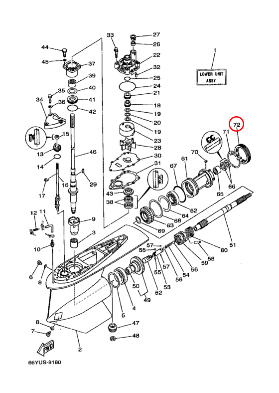 Гайка корпуса редуктора Yamaha OMAX Y 60-115 6884538400