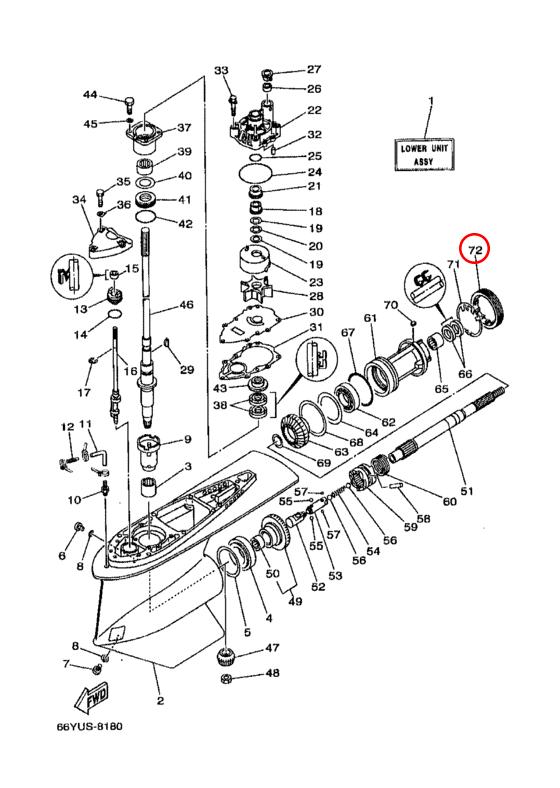 Гайка корпуса редуктора Yamaha OMAX Y 60-115  6884538400