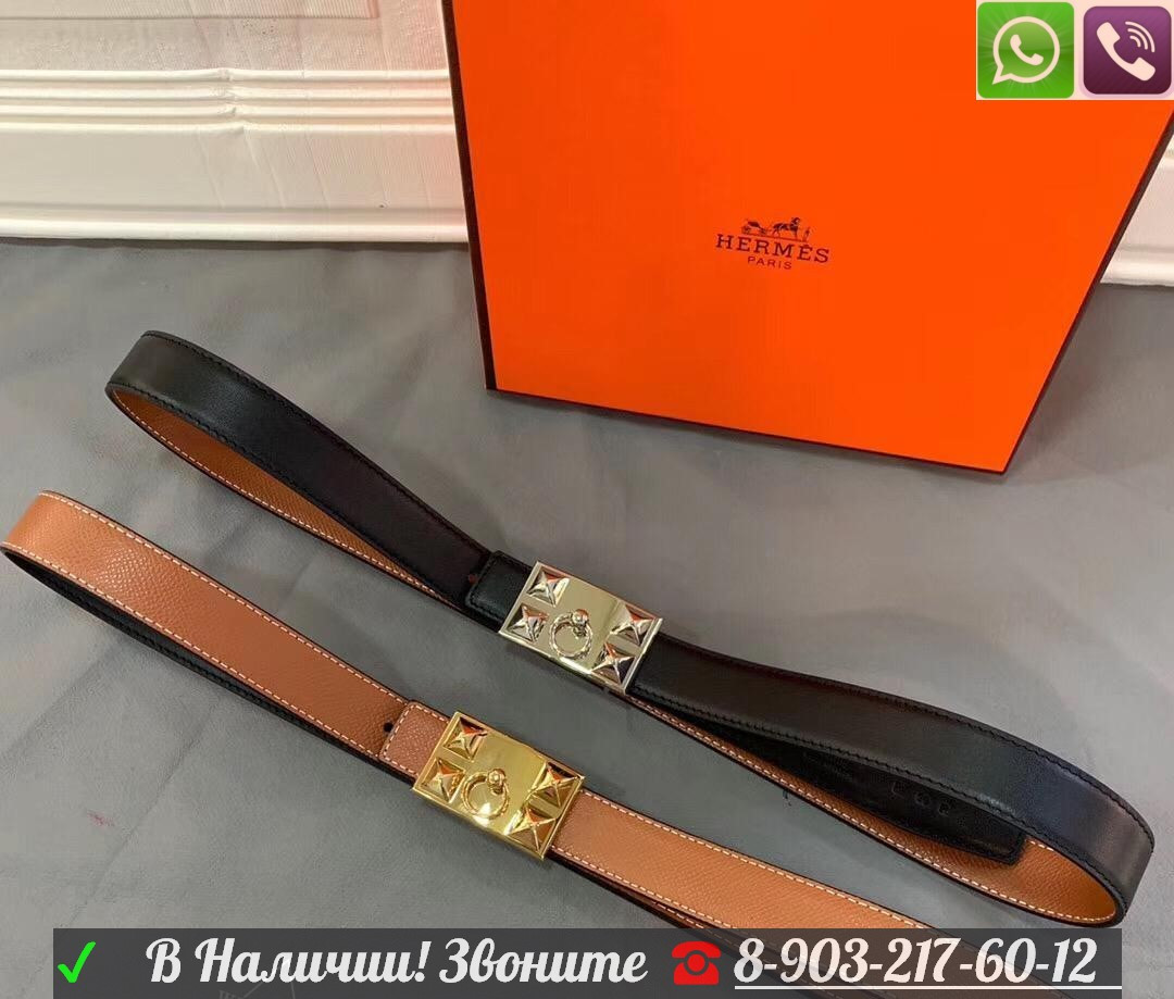 Ремень Hermes CDC Collier De Chien c пряжкой в виде замка Черный - фото 8 - id-p99198587