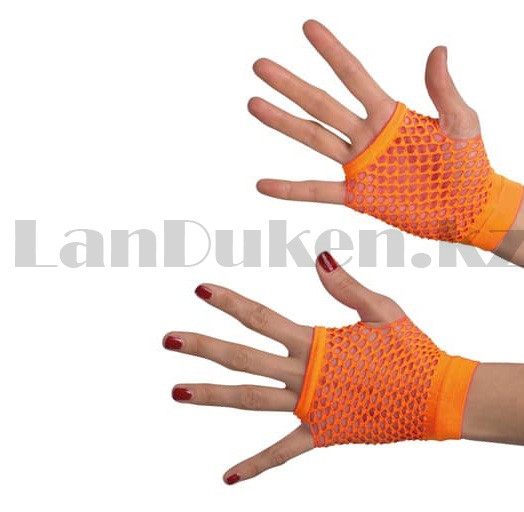 Перчатки Сетка короткие без пальцев оранжевые - фото 4 - id-p99266163